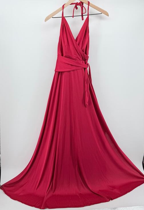 Infinity Dresses & Skirts - Vintage 70 s Red Halter Neck Maxi Gown XS Studio 54 Disco Glam Old Hollywood